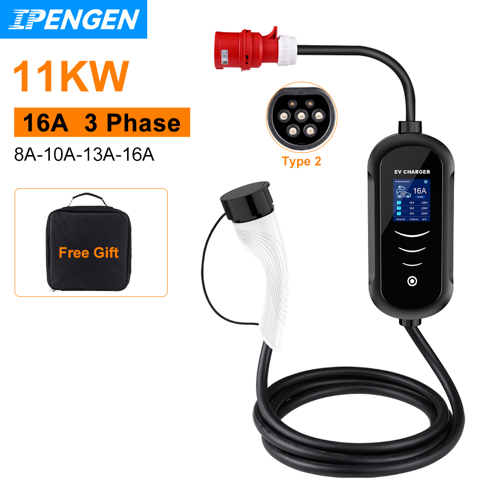 Type 2 Portable Ev Charger 11Kw Cee - IPENGEN 11KW 16A 3-fazowa przenośna ładowarka