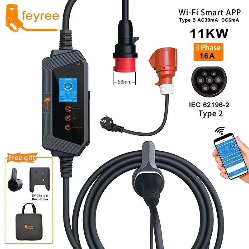 feyree 11KW 16A 3-fazowa przen – Type 2 Portable Ev Charger 11Kw Cee recenzja i cena