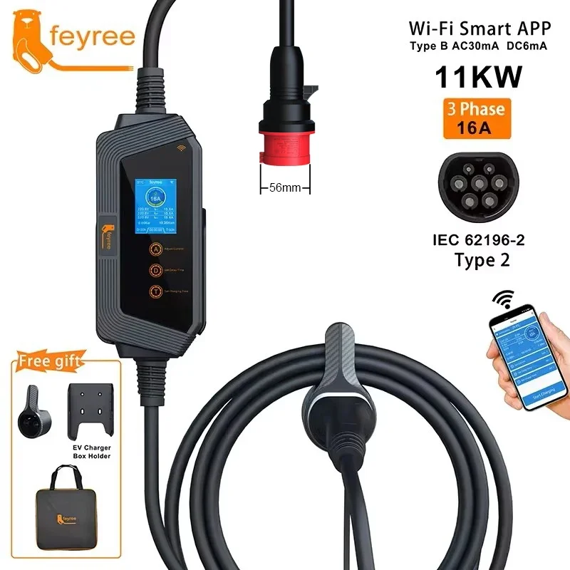feyree 11KW 16A 3-fazowa przen – Type 2 Portable Ev Charger 11Kw Cee recenzja i cena
