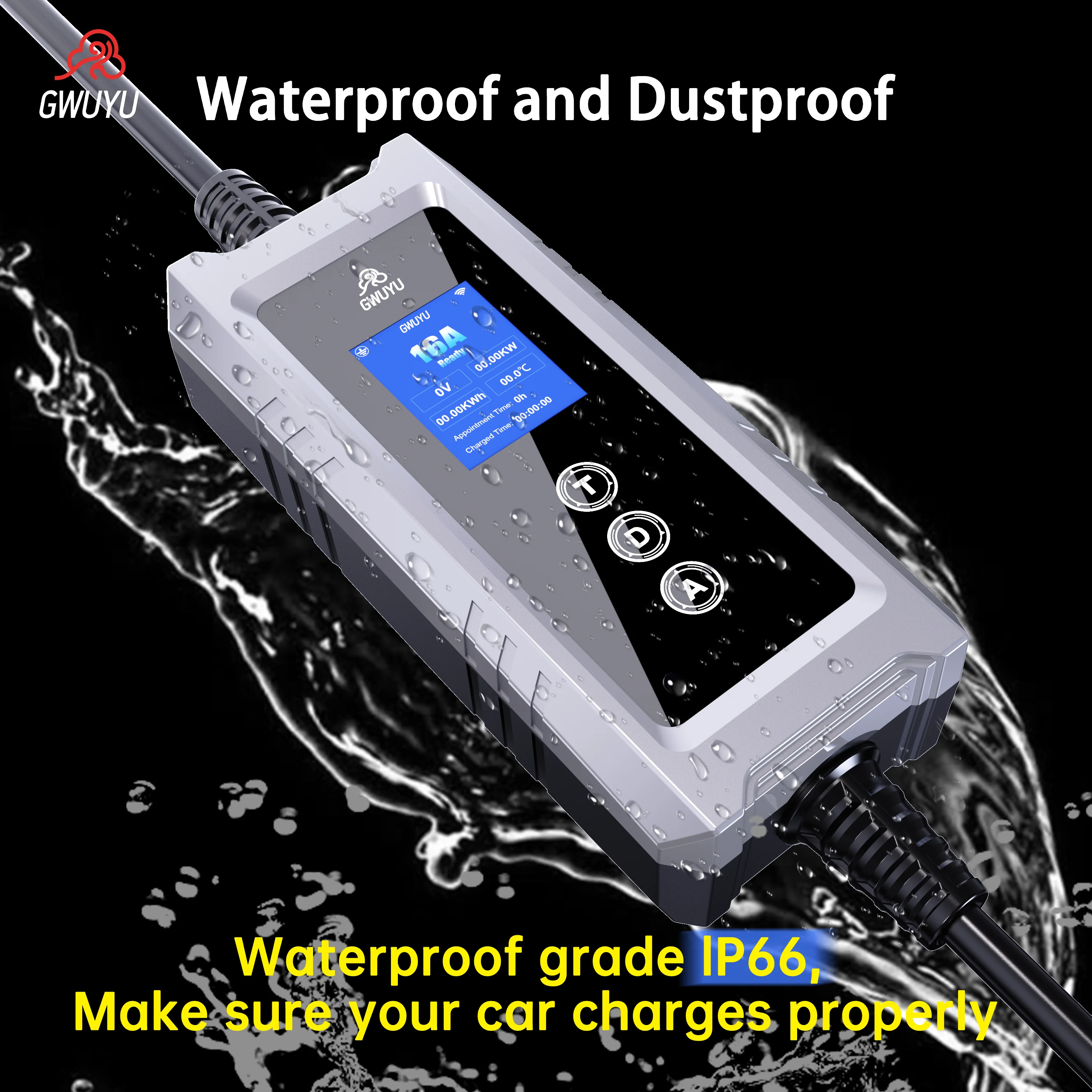 GWUYU Ładowarki EV Typu 2 32A  – Type 2 Portable Ev Charger 11Kw Cee recenzja i cena